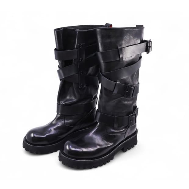 야세x나와야시 벨티드 홀스 하이드 부츠 블랙