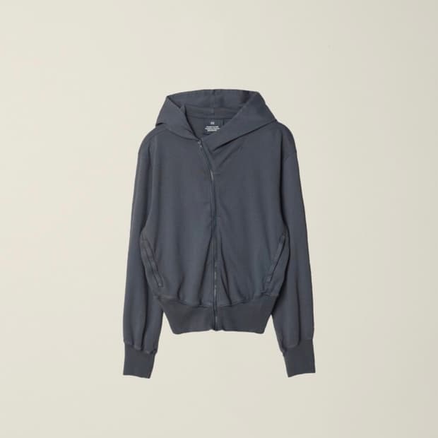 EE GARMENT DYED CURVED HOODED ZIP JACKET