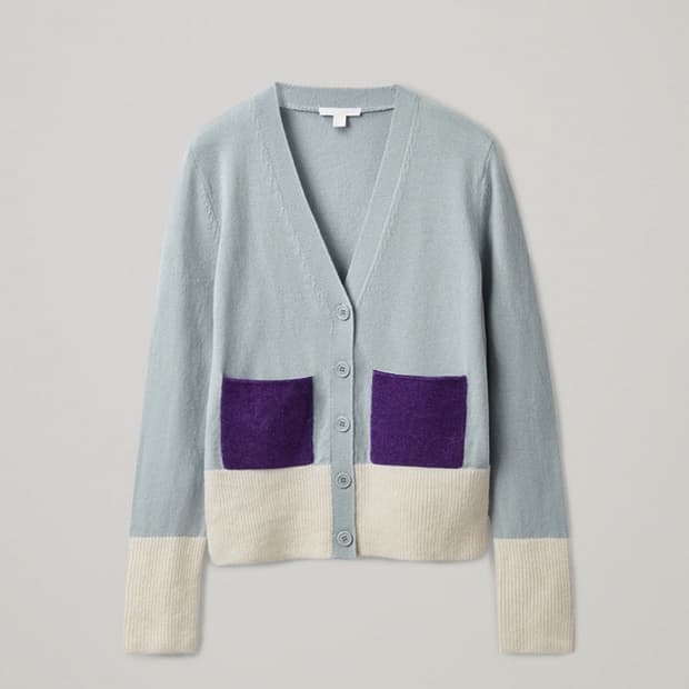 울 알파카 컬러 블록 가디건