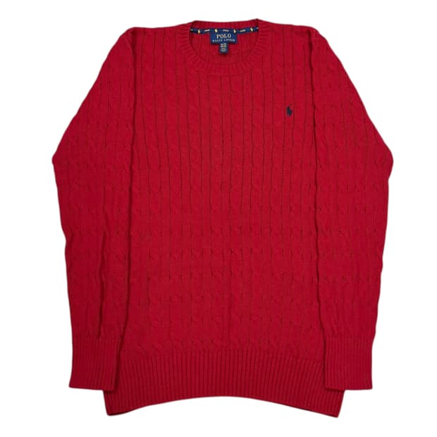 폴로 랄프로렌 케이블 꽈배기 니트 레드 XL