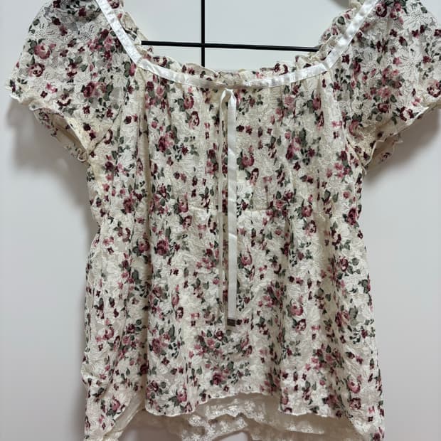 페어리 레이스 반소매 블라우스