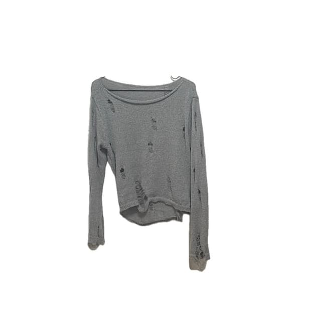 빈티지) 오프숄더 가능 데미지 디테일 그레이 니트