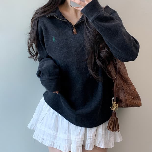 폴로 반집업 니트