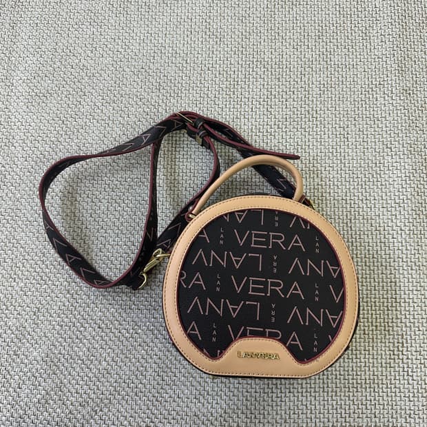 실측확인 LANVERA 원형가죽가방  0406D