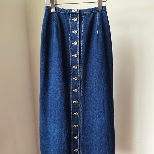 핑크하우스 데님 롱 스커트