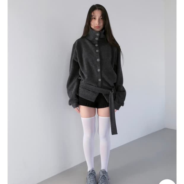 베이비랩 벨티드 가디건 차콜