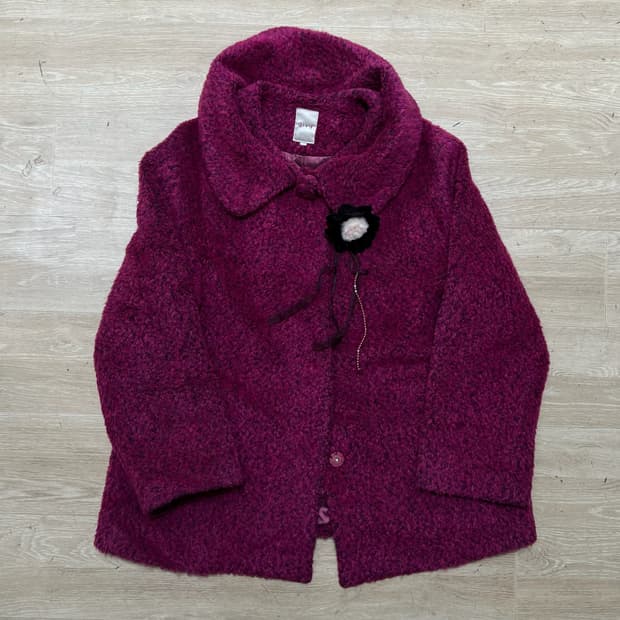 기비 양모 알파카 퍼 숏 자켓