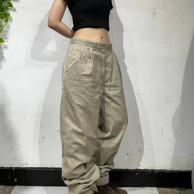폴로 베이지 와이드 치노 팬츠