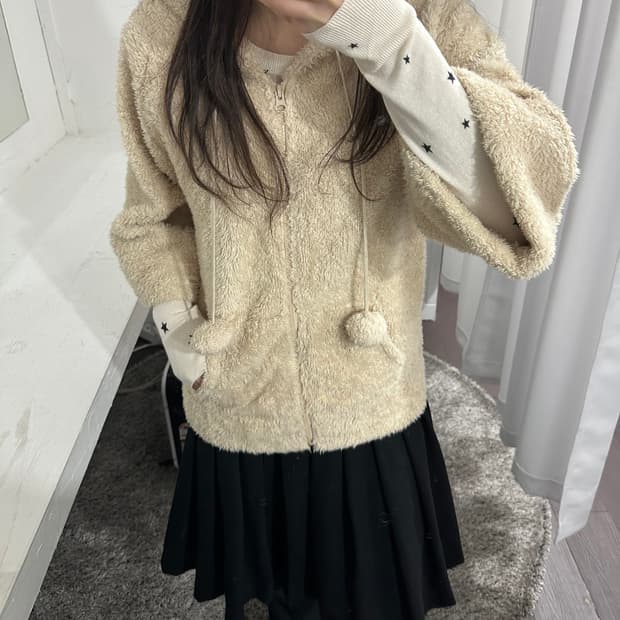 cute fleece hood zipup