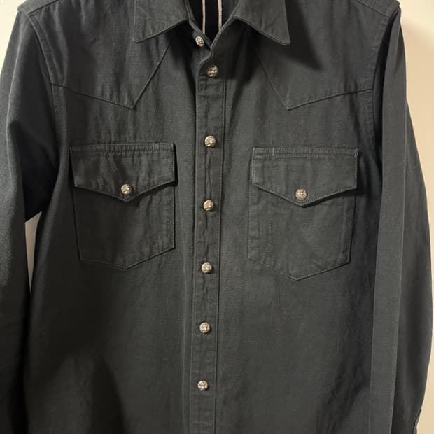 크롬하츠 웨스턴 셔츠 블랙 레더패치 M