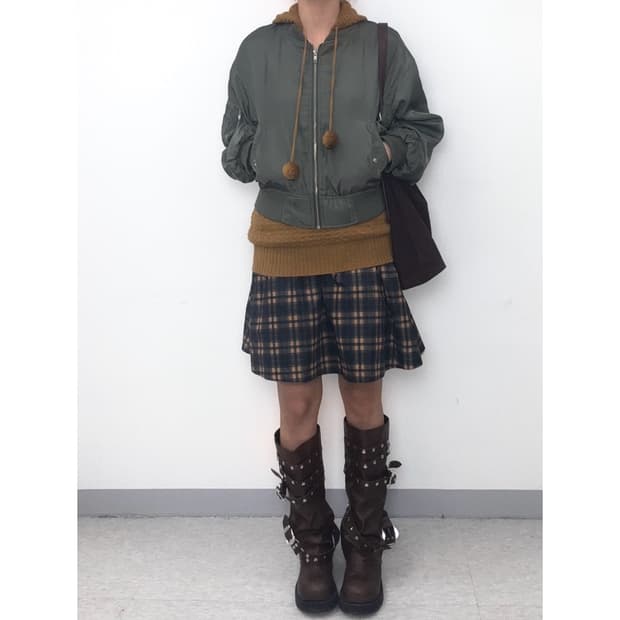 빈티지 리버시블 체크 스커트