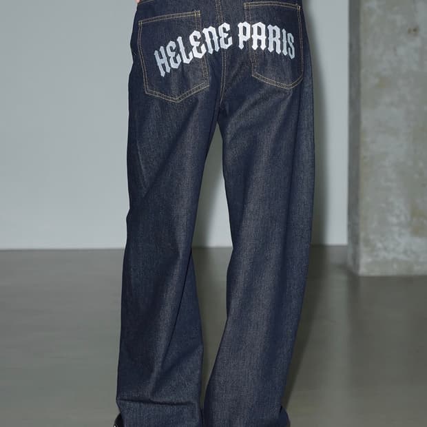 헬레네파리스 로고 니들 포인트 와이드 데님 팬츠 [블루 블랙]
