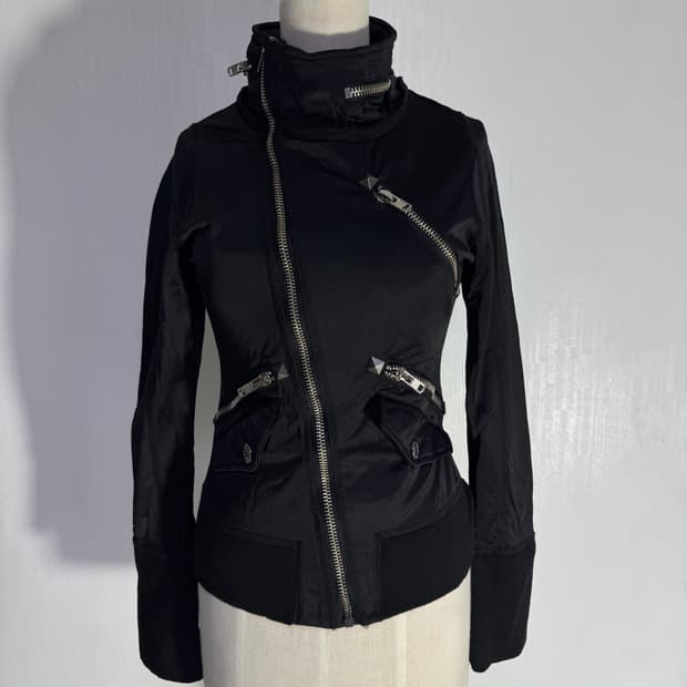 dia 하이넥 비대칭 지퍼 라이더 자켓