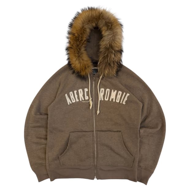 아베크롬비 대장급 울프죠 퍼 후드집업 브라운
