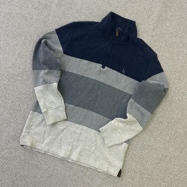 95 헤지스 스트라이프 반집업 니트 0414D