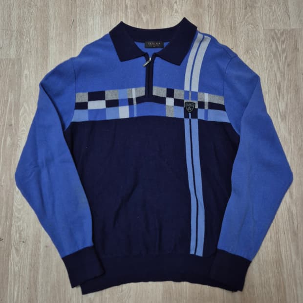 인디안 남성 버튼 클래스 반집업 니트 L(100)