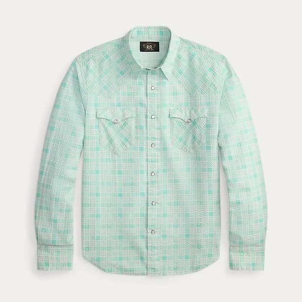 RRL 슬림핏 시어서커 웨스턴 셔츠