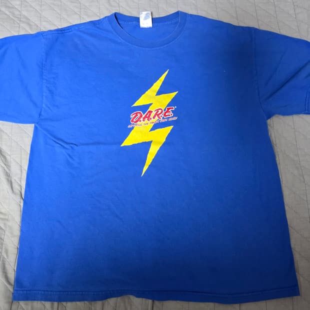 [XL] 00s 빈티지 썬더 DARE 티셔츠 페이디드 블루