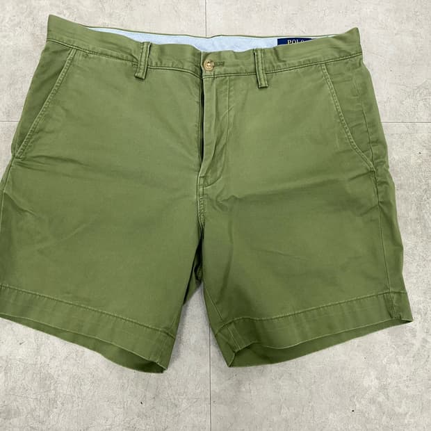 폴로 랄프로렌 매장 정품 신형 qr 카키색 치노 반바지 34사이즈
