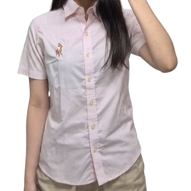 폴로 랄프로렌 파스텔 연핑크 포니 자수 반팔 셔츠