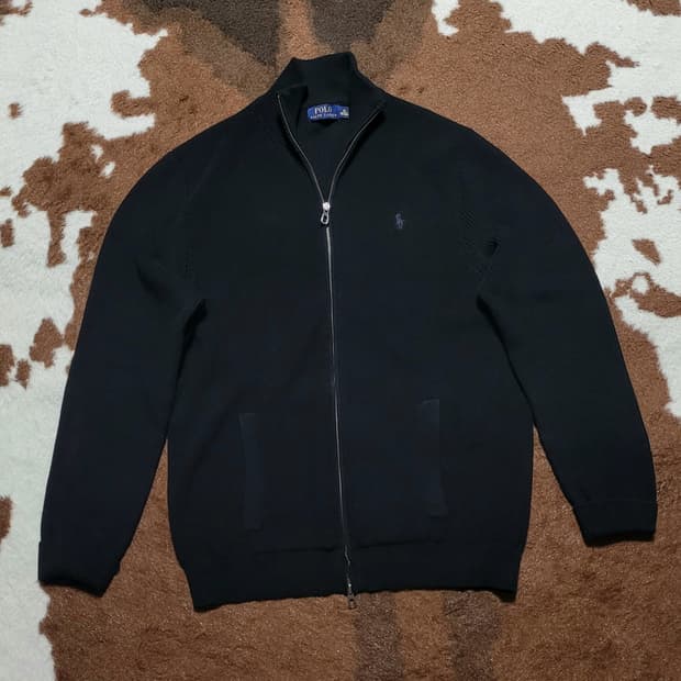 폴로 랄프로렌 남성용 블랙 면 니트(XL)