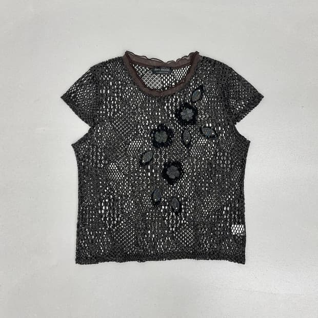 GEN MODA 그물 반팔 니트