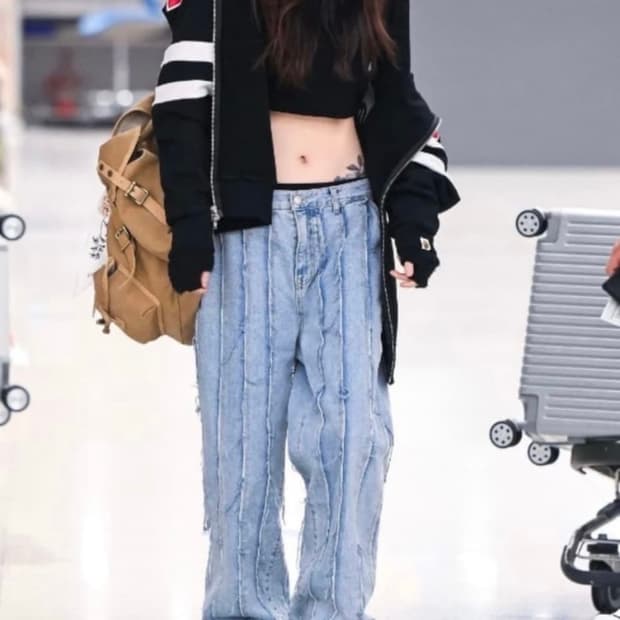 마뗑킴 커팅 루즈 데님 팬츠 28