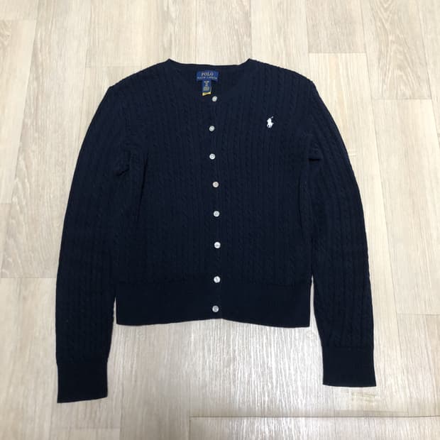 (걸즈 XL) 폴로 랄프로렌 POLO 코튼 케이블 꽈배기 가디건 네이비