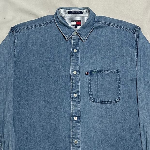 L 타미 진스 데님 셔츠