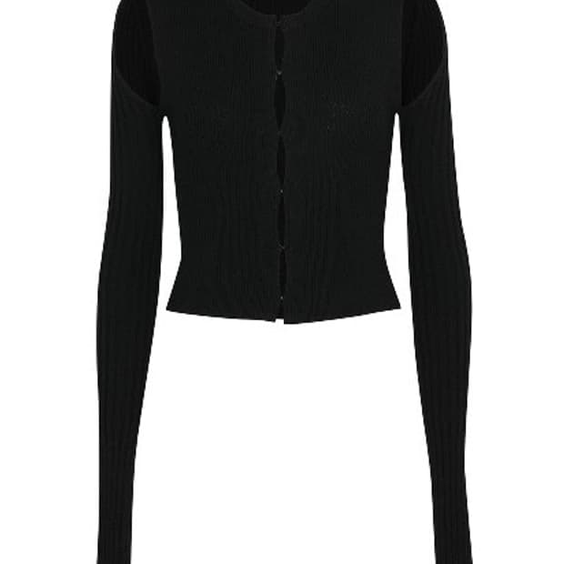 더오픈프로덕트 SHOULDER CUT FITTED CARDIGAN