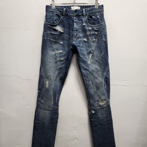 Faith Connexion 슬림핏 데미지 워싱 청바지