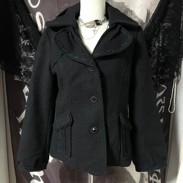 고스로맨틱갸루 프릴로즈디테일 고딕버튼자켓숏코트 지뢰로걀니혼진디마럽리즈리사