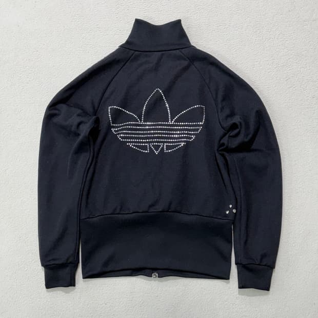 아디다스 파이어버드 블랙 실버 검은 검정 백로고 큐빅 글리터 여성용 져지