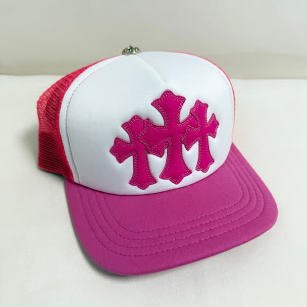 크롬하츠 트리플 크로스패치 핑크 트러커 캡 (모자) 