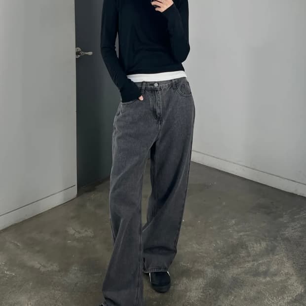 GLW 굿라이프웍스 와이드 데님 그레이 m