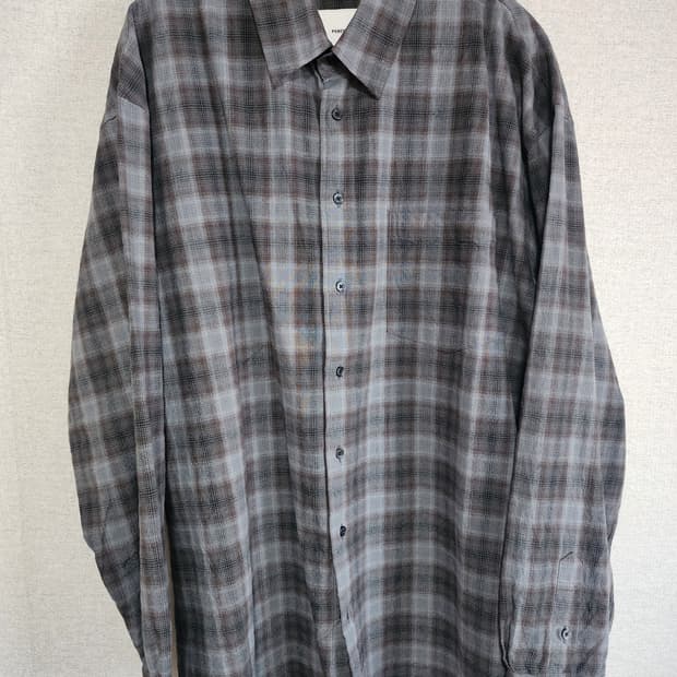 [3] 퍼렌 릴렉스드 체크 셔츠 그레이