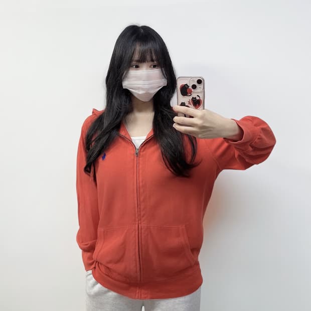 폴로 랄프로렌 포니 로고 후드집업 오렌지
