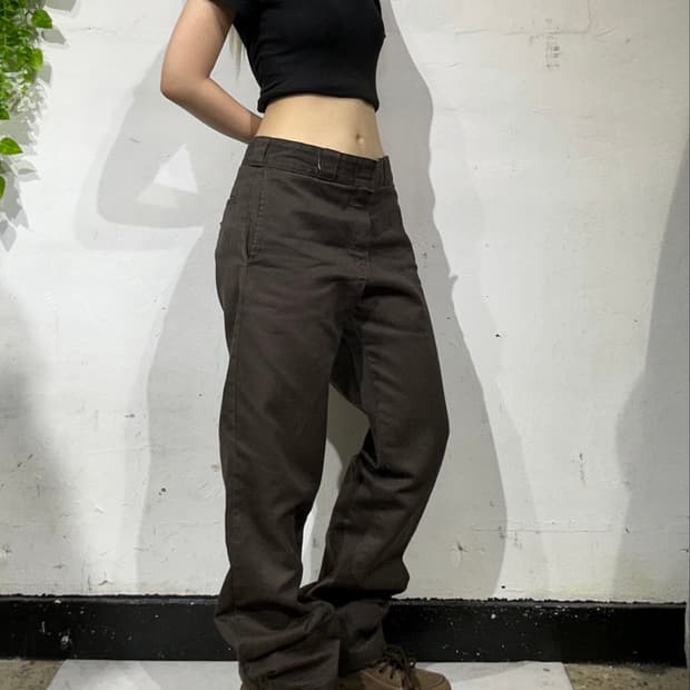 디키즈 874 브라운 와이드 치노 팬츠