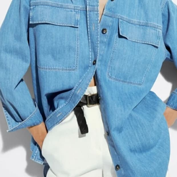 마시모두띠 여성 오버핏 데님 쇼츠 청남방 진