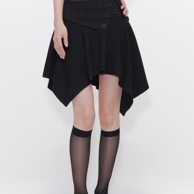 미세키서울 unbalanced flow mini skirt black