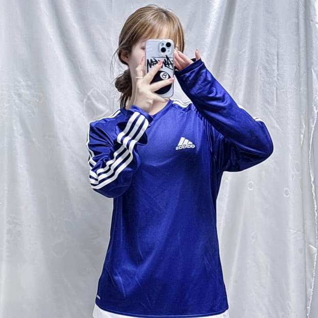 아다다스 네이비 삼선 트랙탑 