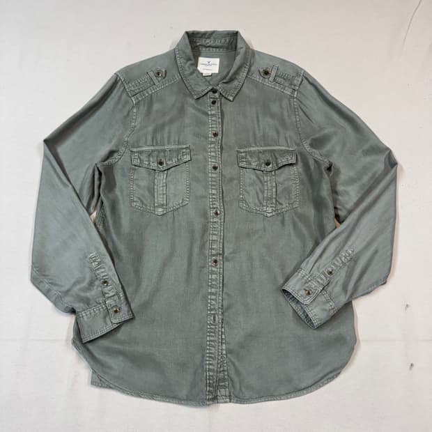 L) 아메리칸이글 투포켓 카키 리오셀 실크 셔츠 