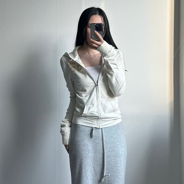 아베크롬비 y2k 와투케 화이트 딱붙 후드집업