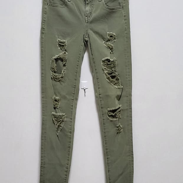 아메리칸 이글 슈퍼 스트레치 비스코스 올리브 데미지 팬츠 55사이즈
