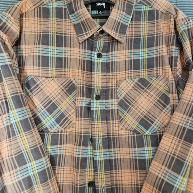스투시 19fw lawrence plaid shirt peach