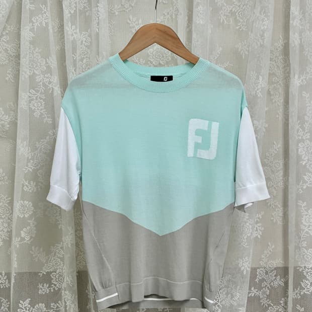 S) 풋조이 FJ 반팔 니트 민트 그레이