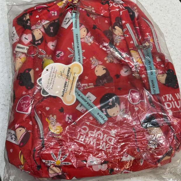 고전 빈티지 아이러브하라주쿠 가방 백팩