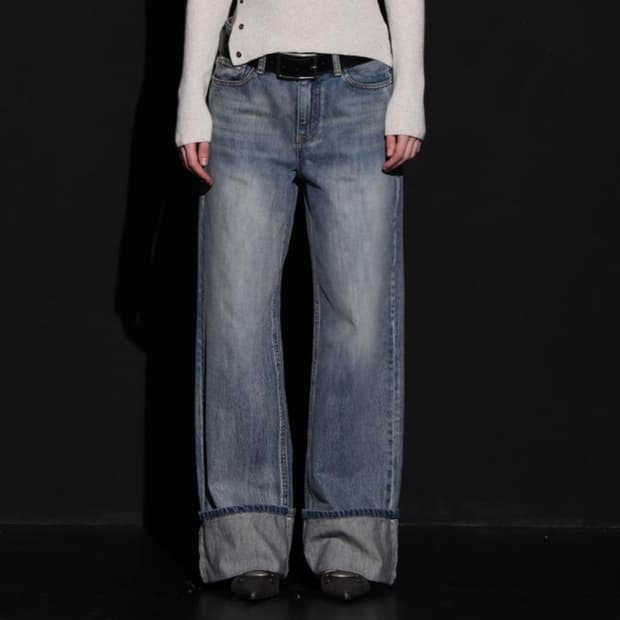 보헤미안서울 보헴서 와이드 롤업 데님 팬츠 M