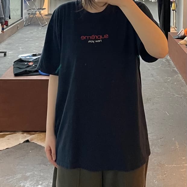 슈프림 클래식로고 블랙 반팔 H2751