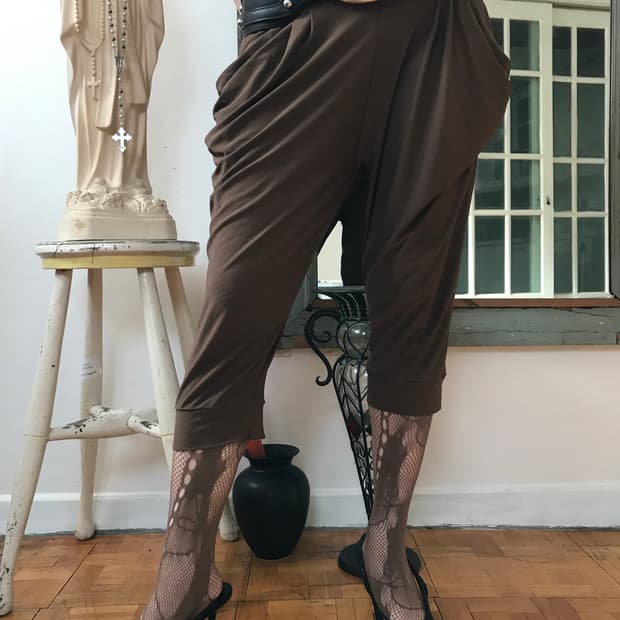 vintage brown shirring pants (free)